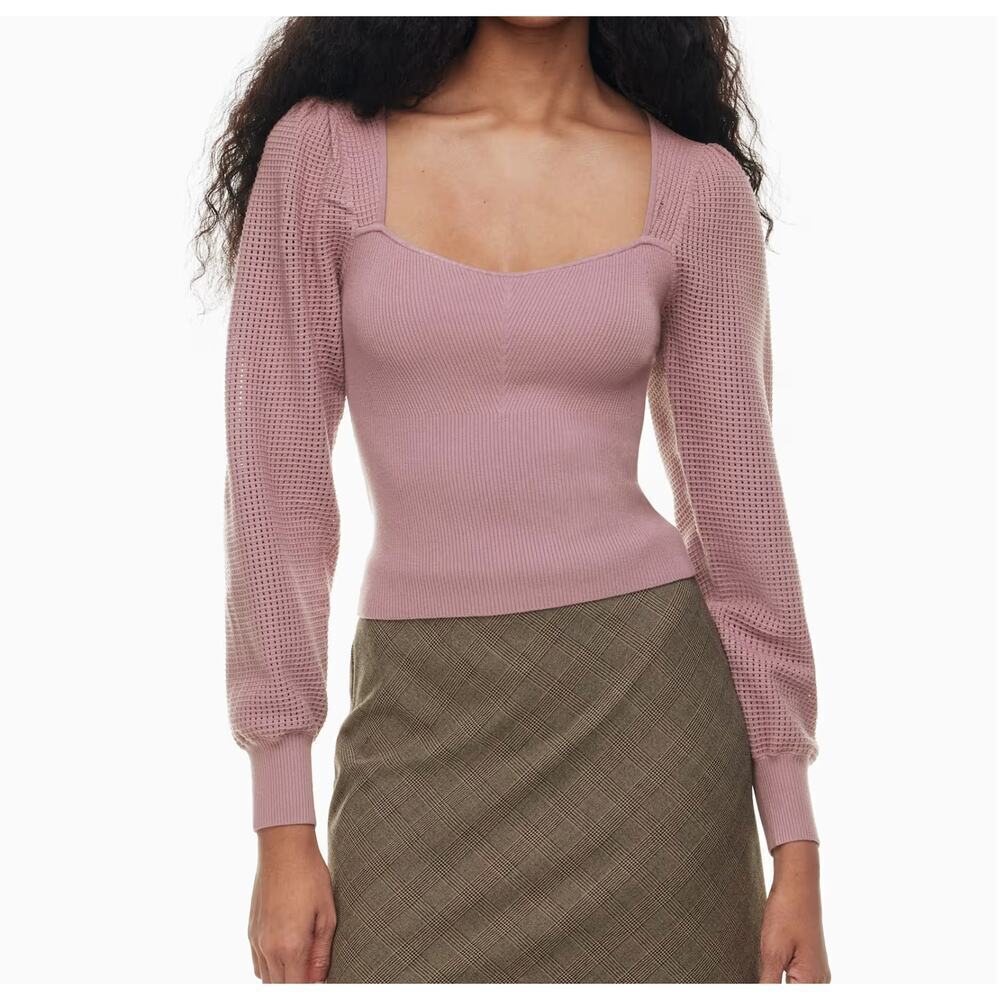 Aritzia Wilfred New Chance Sweater Tight Knit Sweetheart Claremont Mauve SMALL